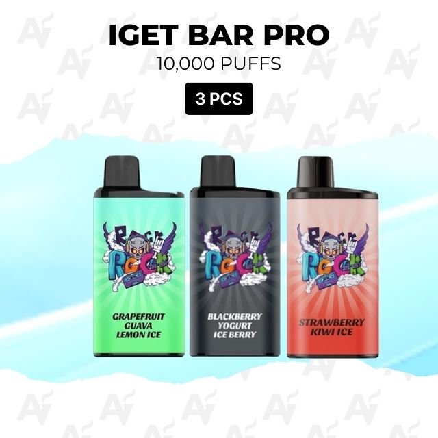 3 pack iget bar pro mixed flavours 10000 puffs 3 Pack IGET Bar Pro Mixed Flavours 10000 Puffs