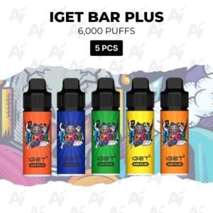 5 Pack IGET Bar Plus Mixed Flavours 6000 Puffs