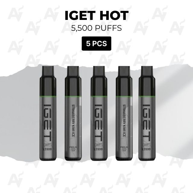 5 pack iget hot mixed flavours 5500 puffs 5 Pack IGET Hot Mixed Flavours 5500 Puffs