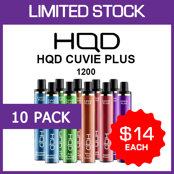 10 pack hqd cuvie plus 1200 puffs 10 Pack HQD Cuvie Plus 1200 Puffs