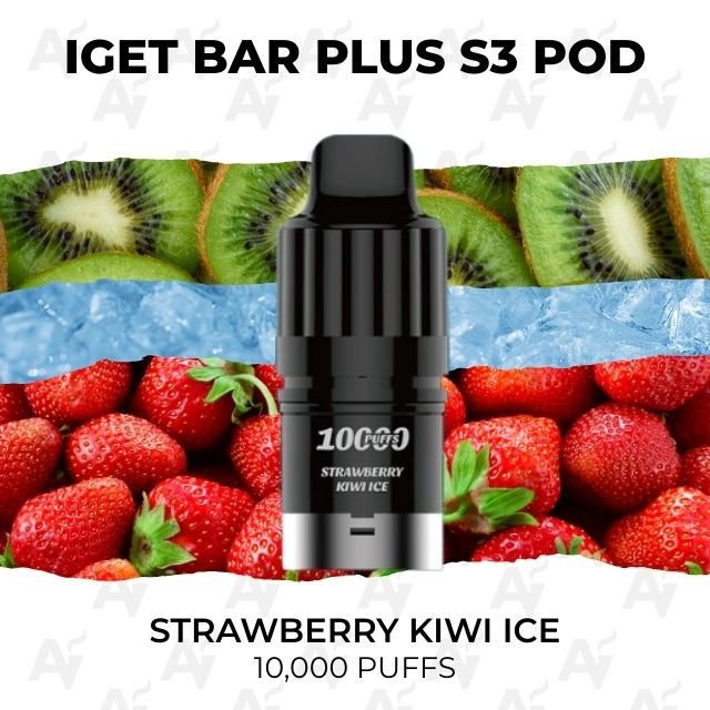 iget bar plus s3 pods strawberry kiwi 10000 puffs IGET Bar Plus S3 Pods Strawberry Kiwi 10000 Puffs