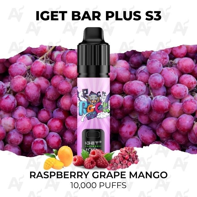 iget bar plus s3 raspberry grape mango 10000 puffs IGET Bar Plus S3 Raspberry Grape Mango 10000 Puffs