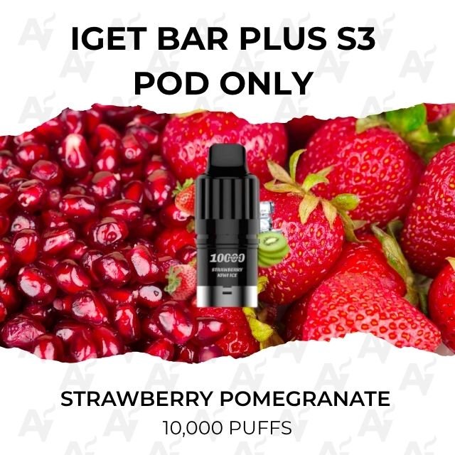 iget bar plus s3 pods strawberry pomegranate 10000 puffs IGET Bar Plus S3 Pods Strawberry Pomegranate 10000 Puffs