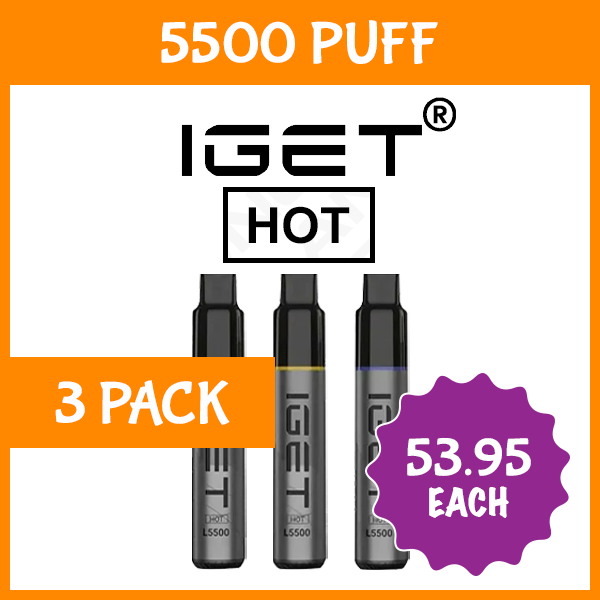 3 pack iget hot mixed flavours 5500 puffs 3 Pack IGET Hot Mixed Flavours 5500 Puffs