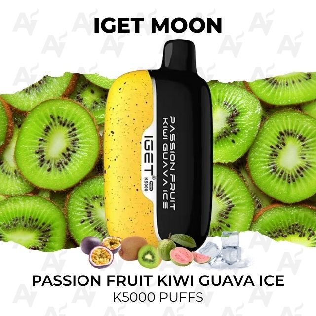 iget moon passion fruit kiwi guava ice 5000 puffs IGET Moon Passion Fruit Kiwi Guava Ice 5000 Puffs