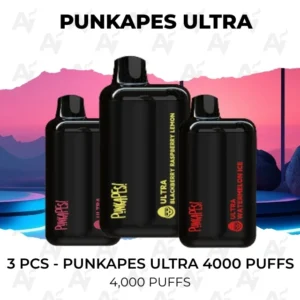 3 Pack Punkapes Ultra Mixed Flavours 4000 Puffs