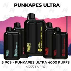 5 Pack Punkapes Ultra Mixed Flavours 4000 Puffs